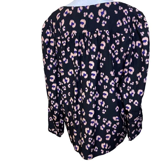 Rebecca Taylor Cheetah print V neck Silk top Size 10 - Picture 2 of 5